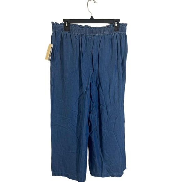 Michael Michael Kors Women's Tie Front Wide Leg Pants Light Cadet Wash Sz L NWT - Picture 4 of 10